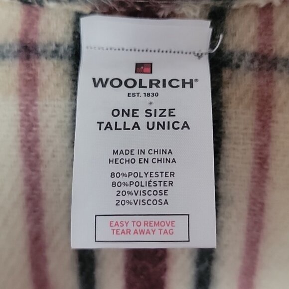 WOOLRICH Tan Black Tartan Plaid Preppy Fringe Blanket Drape Poncho Cape Wrap OS - Picture 5 of 6